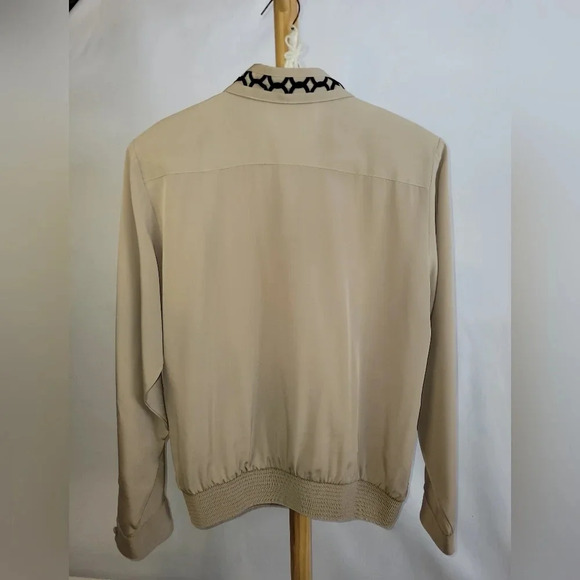 Vintage Yves St. Clair Beige long sleeves blouse shirt embroidery collar size 12 - Picture 3 of 4